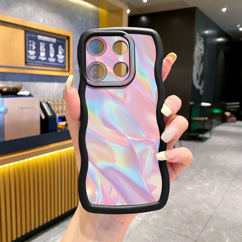 For ITEl A04 A60 A70 P40 S23 Plus Graient Color Luxury Wave Frame Phone Case Anti Drop Cover