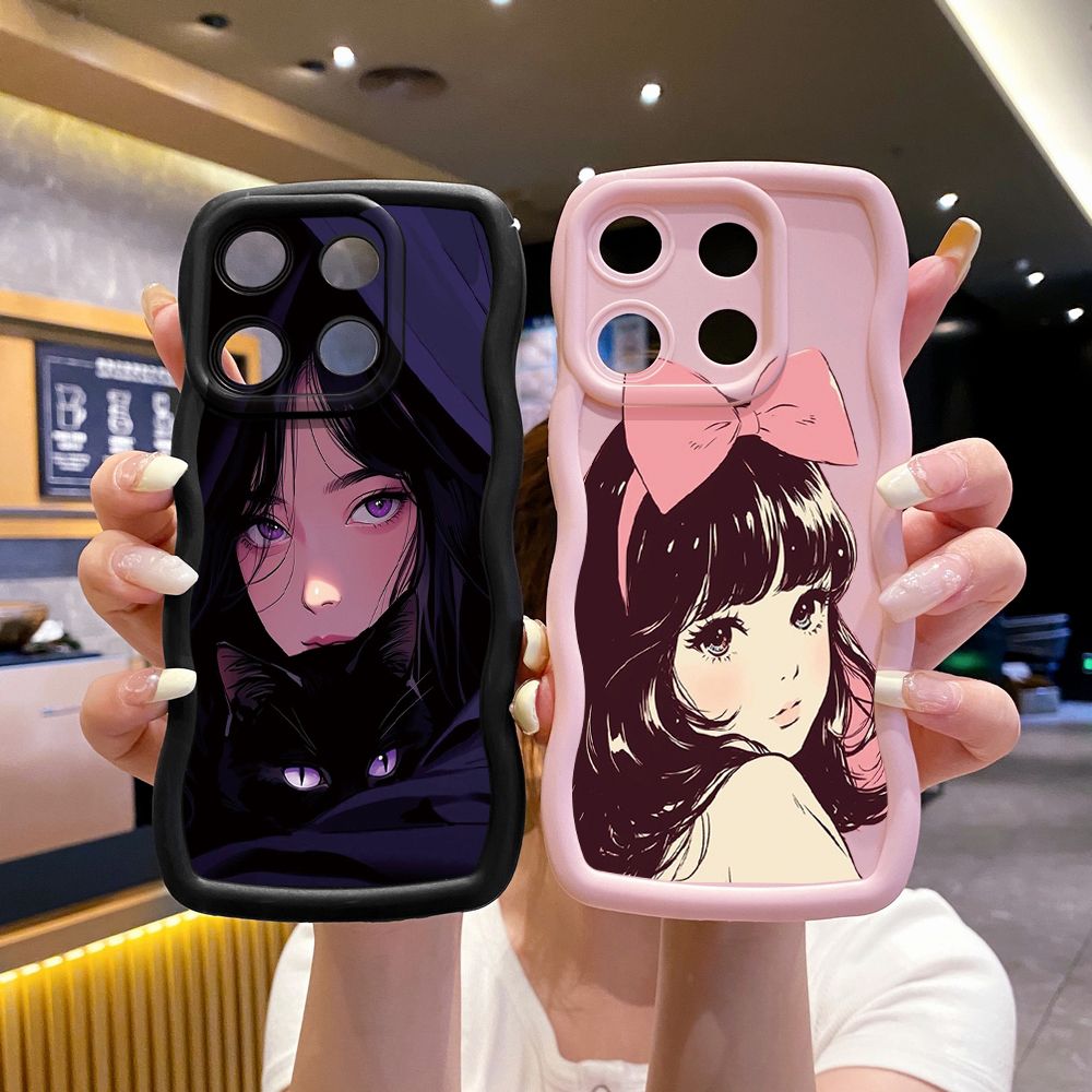 For ITEl A04 A60 A70 P40 S23 Plus Beauty Girl Wave Frame Phone Case Anti Drop Cover