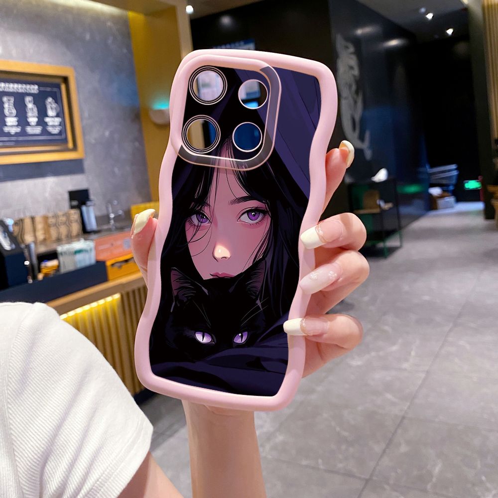 For ITEl A04 A60 A70 P40 S23 Plus Beauty Girl Wave Frame Phone Case Anti Drop Cover