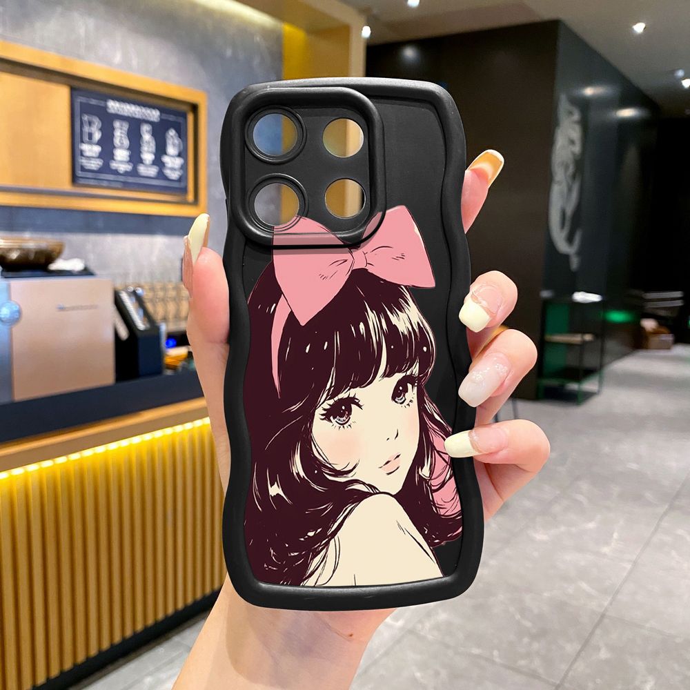 For ITEl A04 A60 A70 P40 S23 Plus Beauty Girl Wave Frame Phone Case Anti Drop Cover