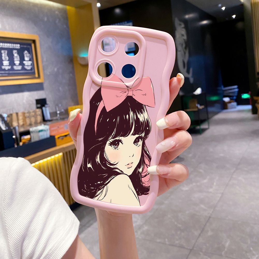 For ITEl A04 A60 A70 P40 S23 Plus Beauty Girl Wave Frame Phone Case Anti Drop Cover