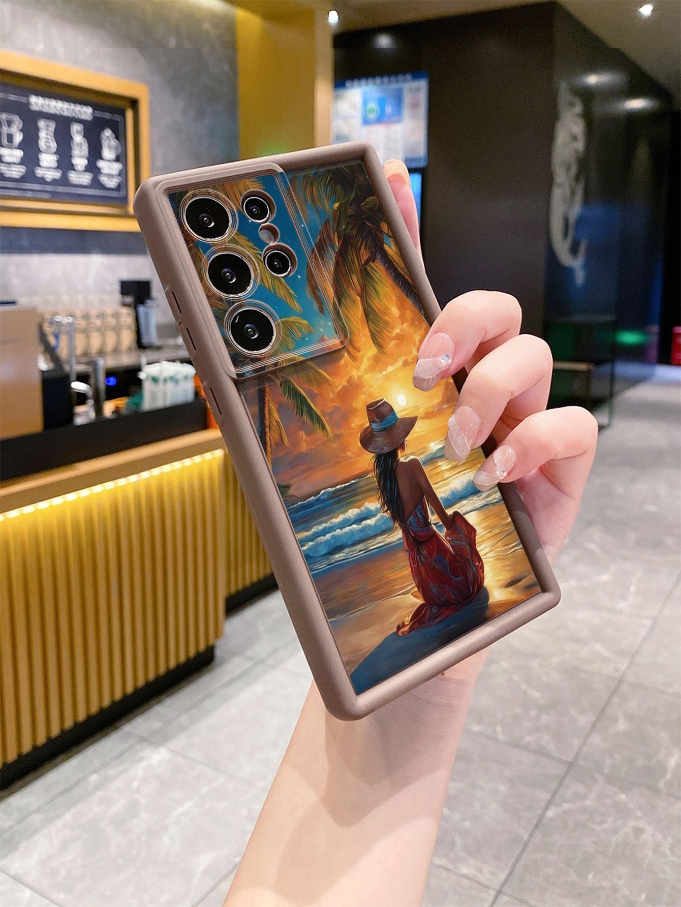 for Samsung Galaxy S24 S23 Ultra S22 Plus S21 FE S20 Girl Eiffel Tower Full Protective Phone Case Anti Drop Cover