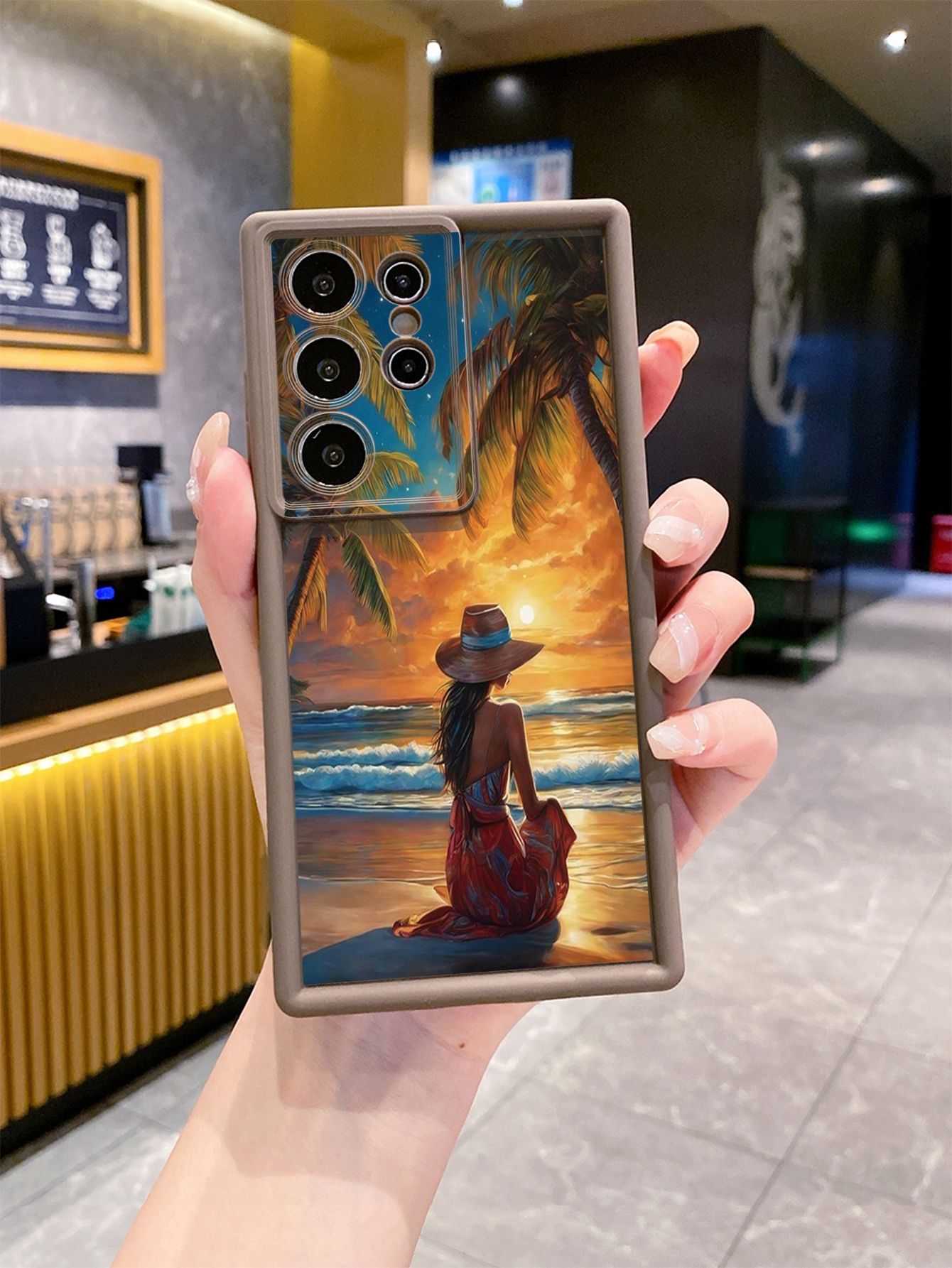 for Samsung Galaxy S24 S23 Ultra S22 Plus S21 FE S20 Girl Eiffel Tower Full Protective Phone Case Anti Drop Cover