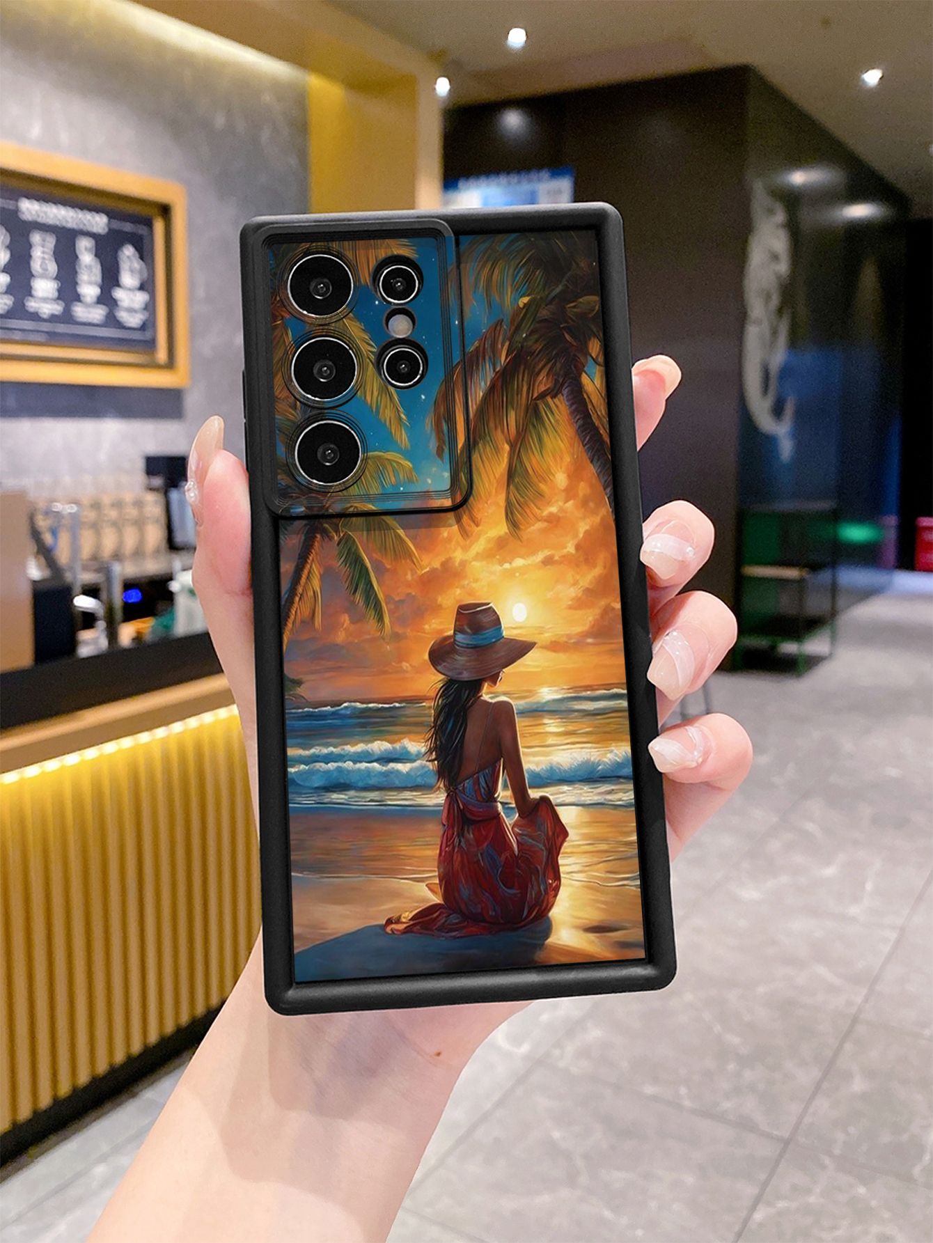for Samsung Galaxy S24 S23 Ultra S22 Plus S21 FE S20 Girl Eiffel Tower Full Protective Phone Case Anti Drop Cover