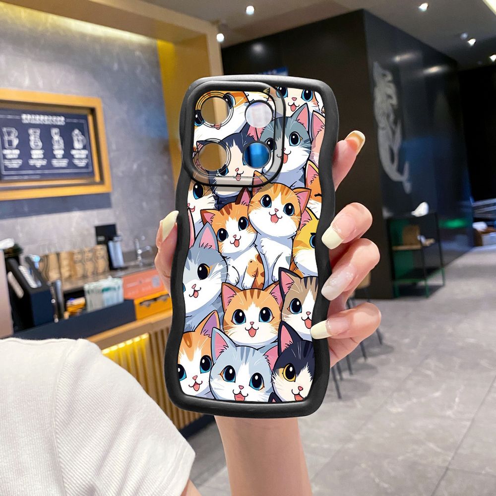 For ITEl A04 A60 A70 P40 S23 Plus Many Cats Wave Frame Phone Case Anti Drop Cover