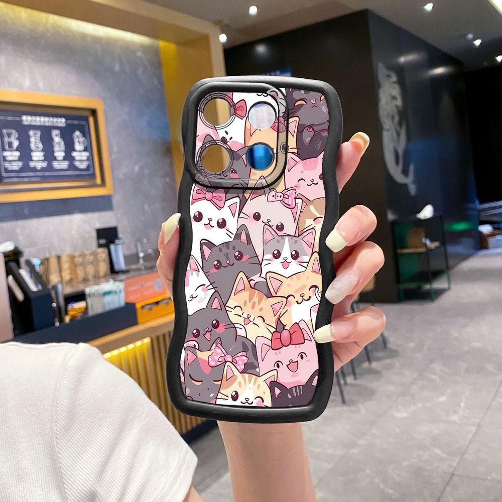For ITEl A04 A60 A70 P40 S23 Plus Many Cats Wave Frame Phone Case Anti Drop Cover