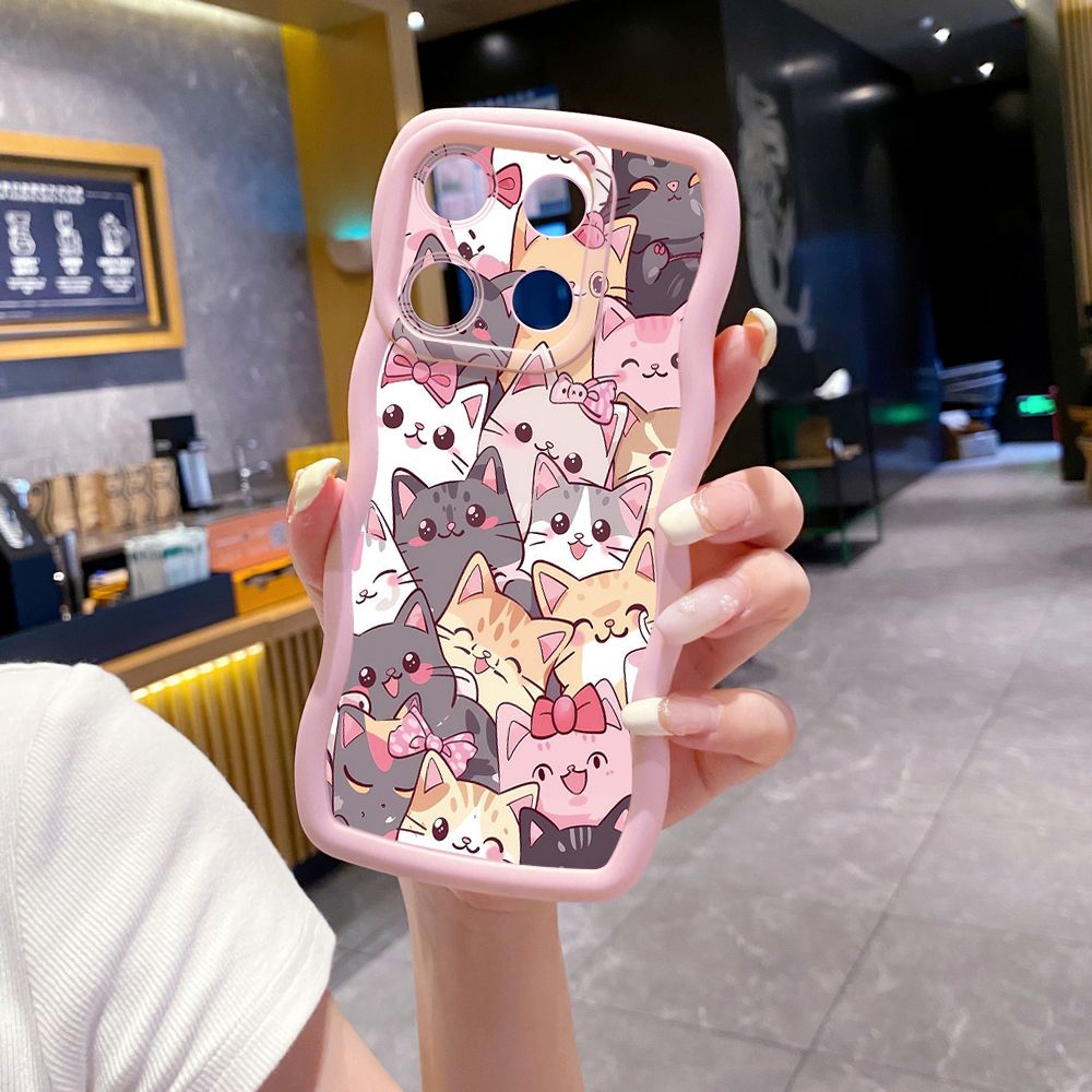 For ITEl A04 A60 A70 P40 S23 Plus Many Cats Wave Frame Phone Case Anti Drop Cover