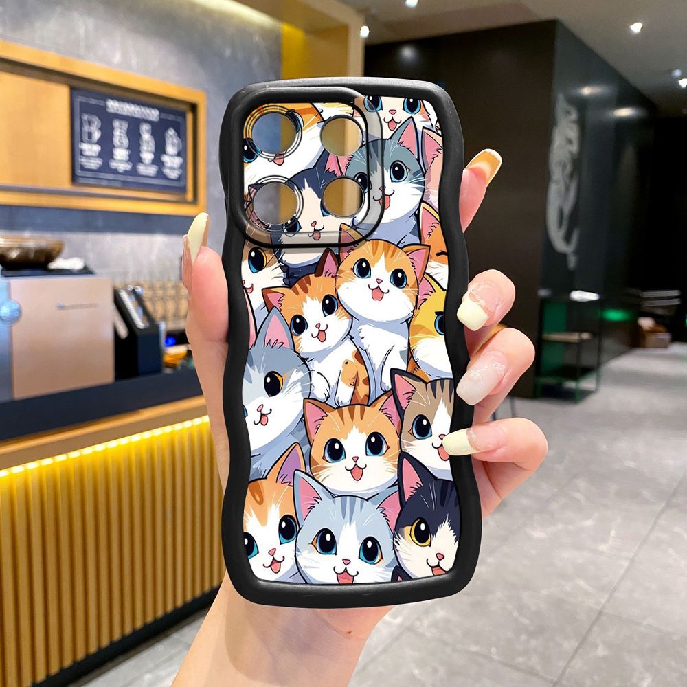 For ITEl A04 A60 A70 P40 S23 Plus Many Cats Wave Frame Phone Case Anti Drop Cover
