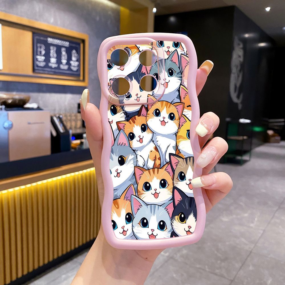 For ITEl A04 A60 A70 P40 S23 Plus Many Cats Wave Frame Phone Case Anti Drop Cover