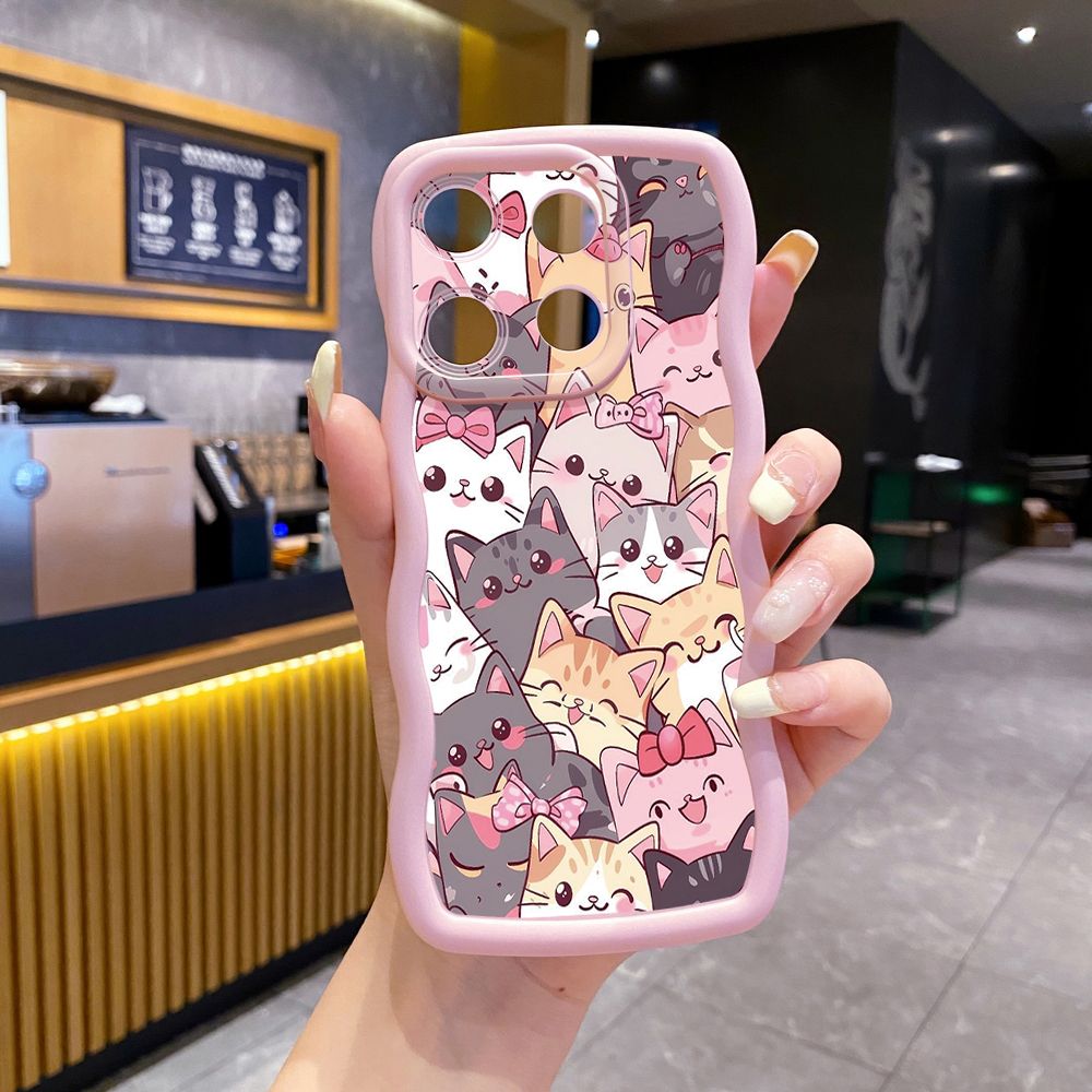 For ITEl A04 A60 A70 P40 S23 Plus Many Cats Wave Frame Phone Case Anti Drop Cover