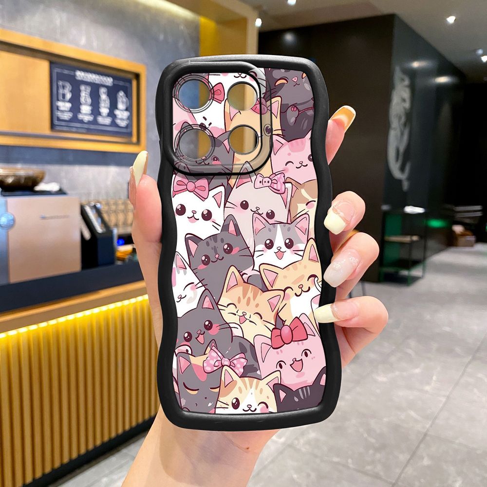 For ITEl A04 A60 A70 P40 S23 Plus Many Cats Wave Frame Phone Case Anti Drop Cover