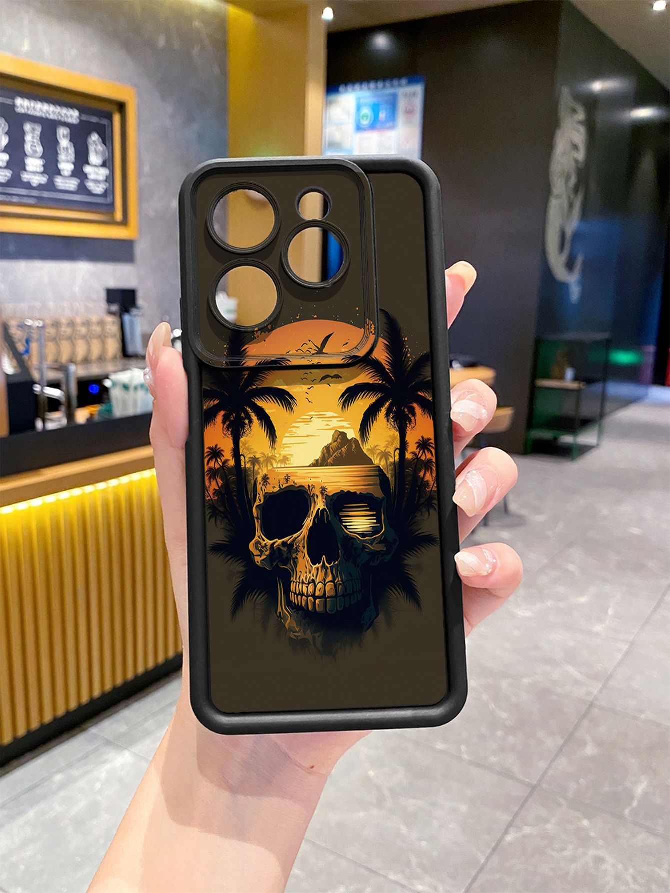 for Infinix Hot 40i 40 Pro 30 Play Note 30 Smart 8 Coconut Tree Skull Full Protective Phone Case Anti Drop Cover