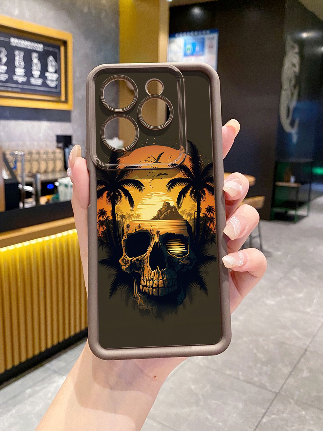 for Infinix Hot 40i 40 Pro 30 Play Note 30 Smart 8 Coconut Tree Skull Full Protective Phone Case Anti Drop Cover