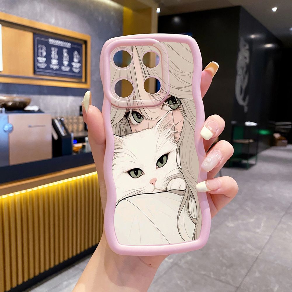 For ITEl A04 A60 A70 P40 S23 Plus Butterfly Girl Cat Wave Frame Phone Case Anti Drop Cover