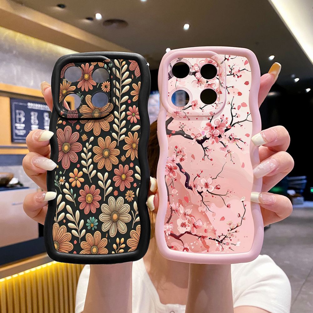 For ITEl A04 A60 A70 P40 S23 Plus Trees Flower Wave Frame Phone Case Anti Drop Cover