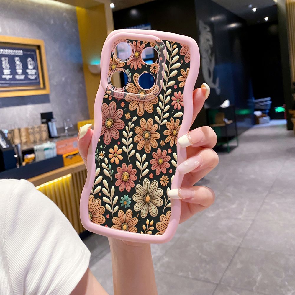 For ITEl A04 A60 A70 P40 S23 Plus Trees Flower Wave Frame Phone Case Anti Drop Cover