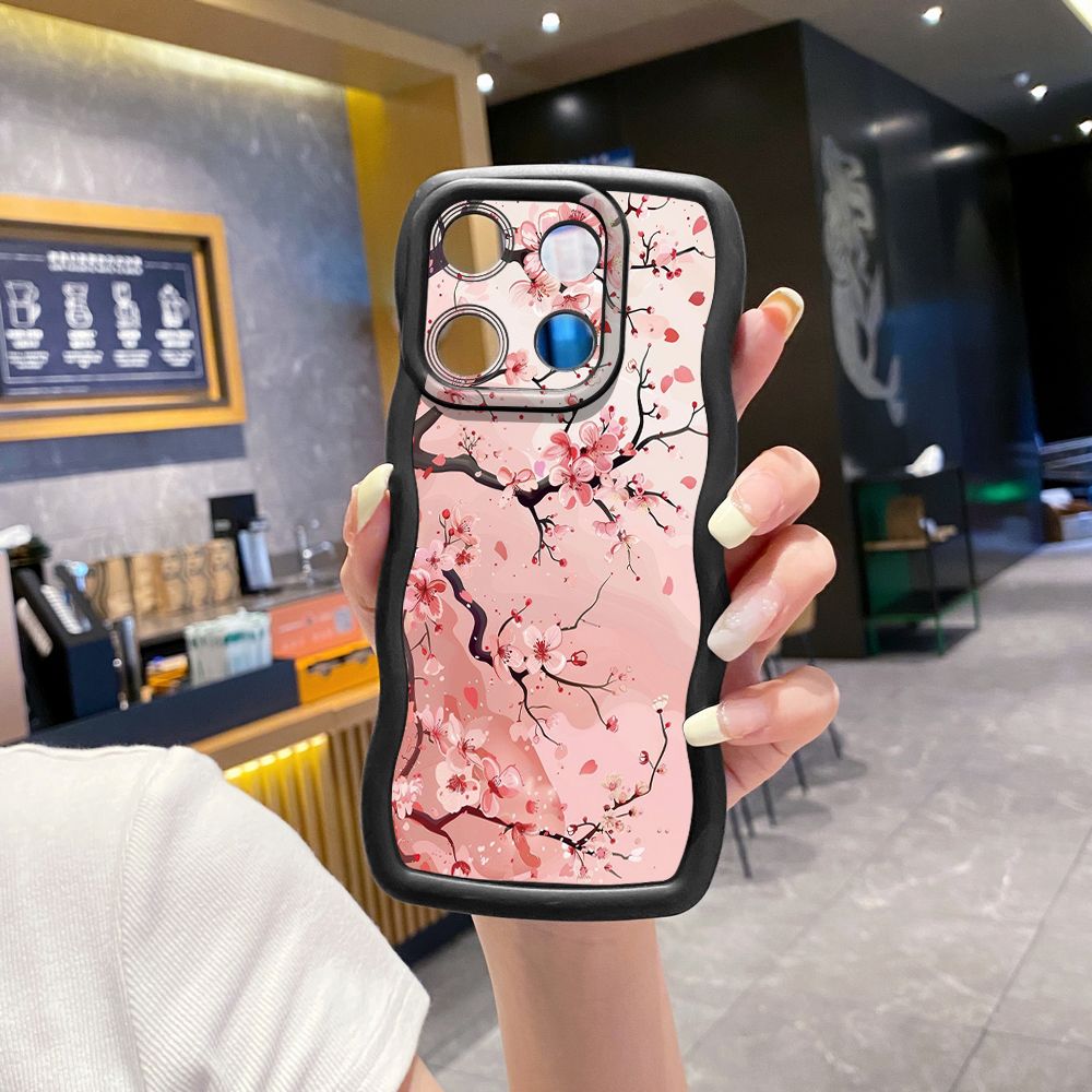 For ITEl A04 A60 A70 P40 S23 Plus Trees Flower Wave Frame Phone Case Anti Drop Cover