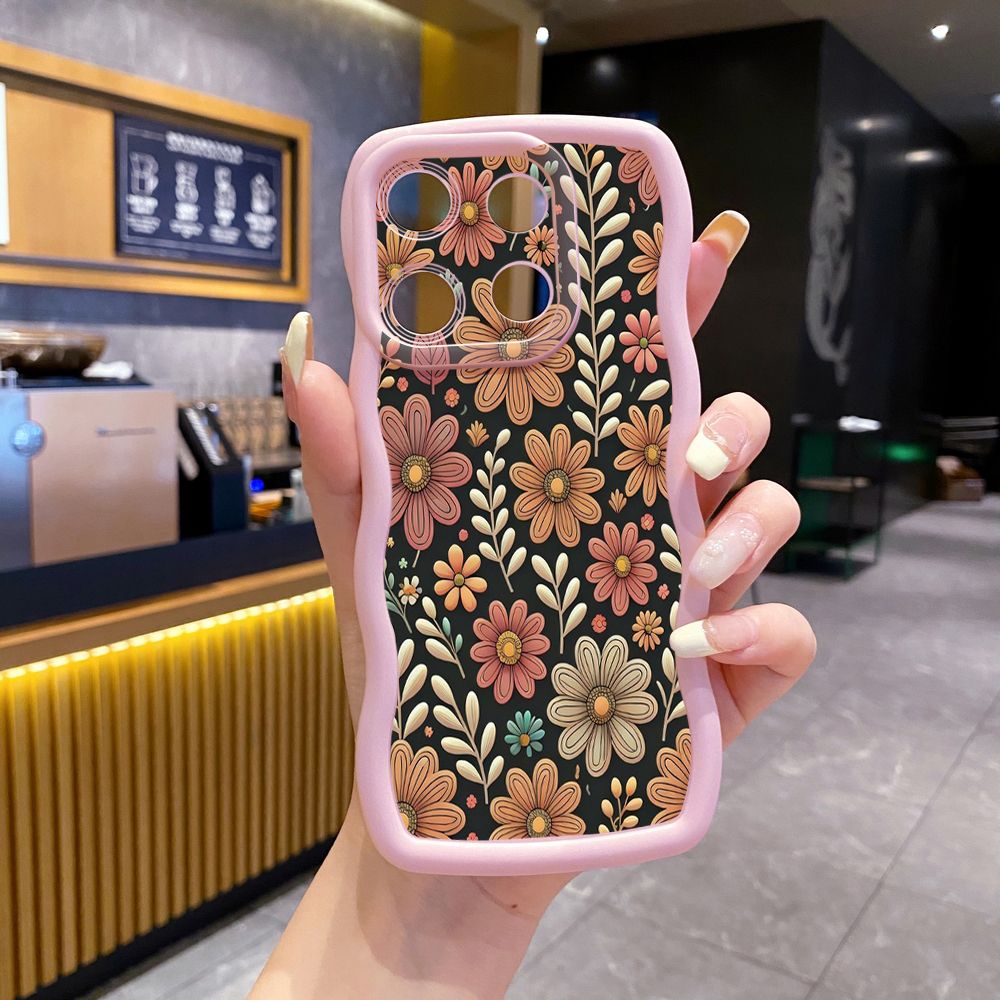 For ITEl A04 A60 A70 P40 S23 Plus Trees Flower Wave Frame Phone Case Anti Drop Cover
