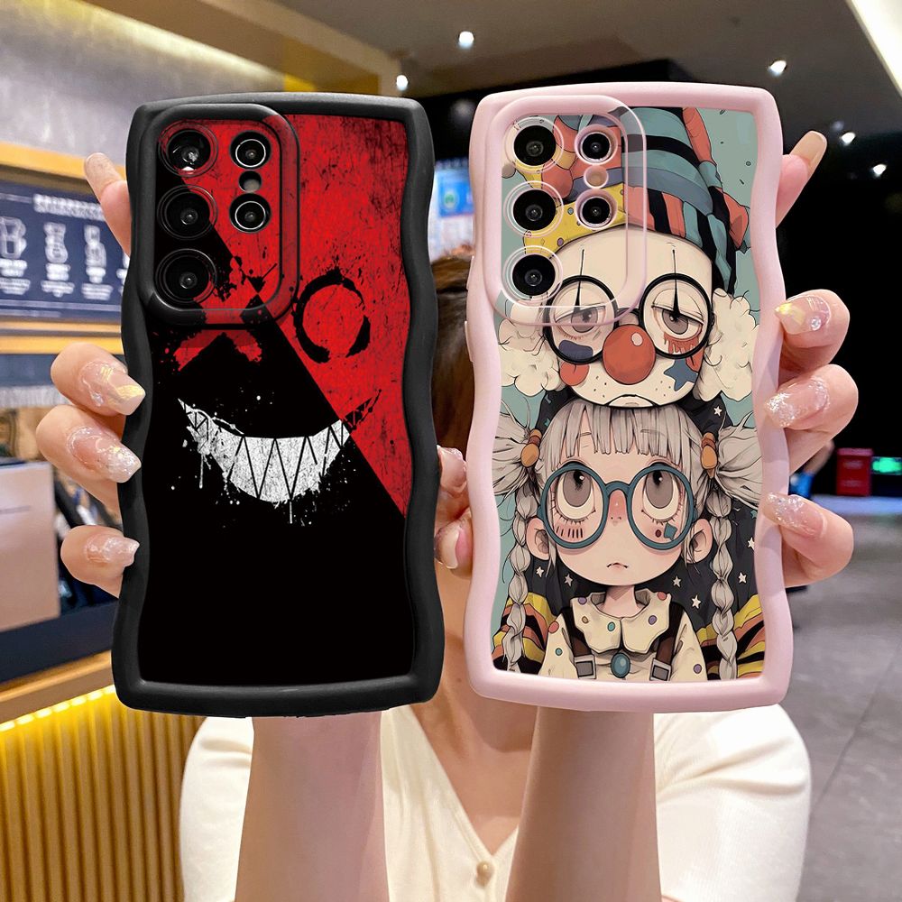 For Samsung Galaxy S24 S23 Ultra S22 Plus S21 FE S20 Cute Evil Clown Wave Frame Phone Case Anti Drop Cover