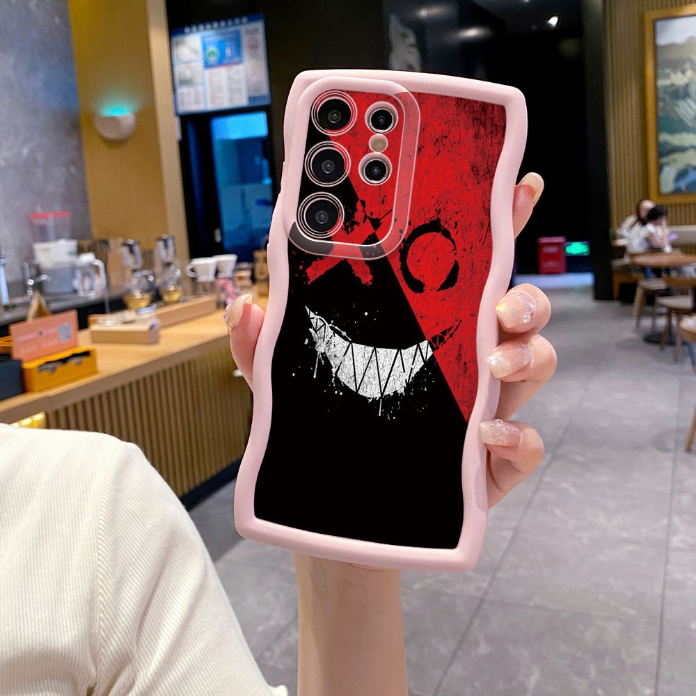 For Samsung Galaxy S24 S23 Ultra S22 Plus S21 FE S20 Cute Evil Clown Wave Frame Phone Case Anti Drop Cover