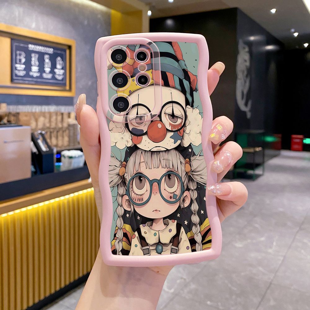 For Samsung Galaxy S24 S23 Ultra S22 Plus S21 FE S20 Cute Evil Clown Wave Frame Phone Case Anti Drop Cover