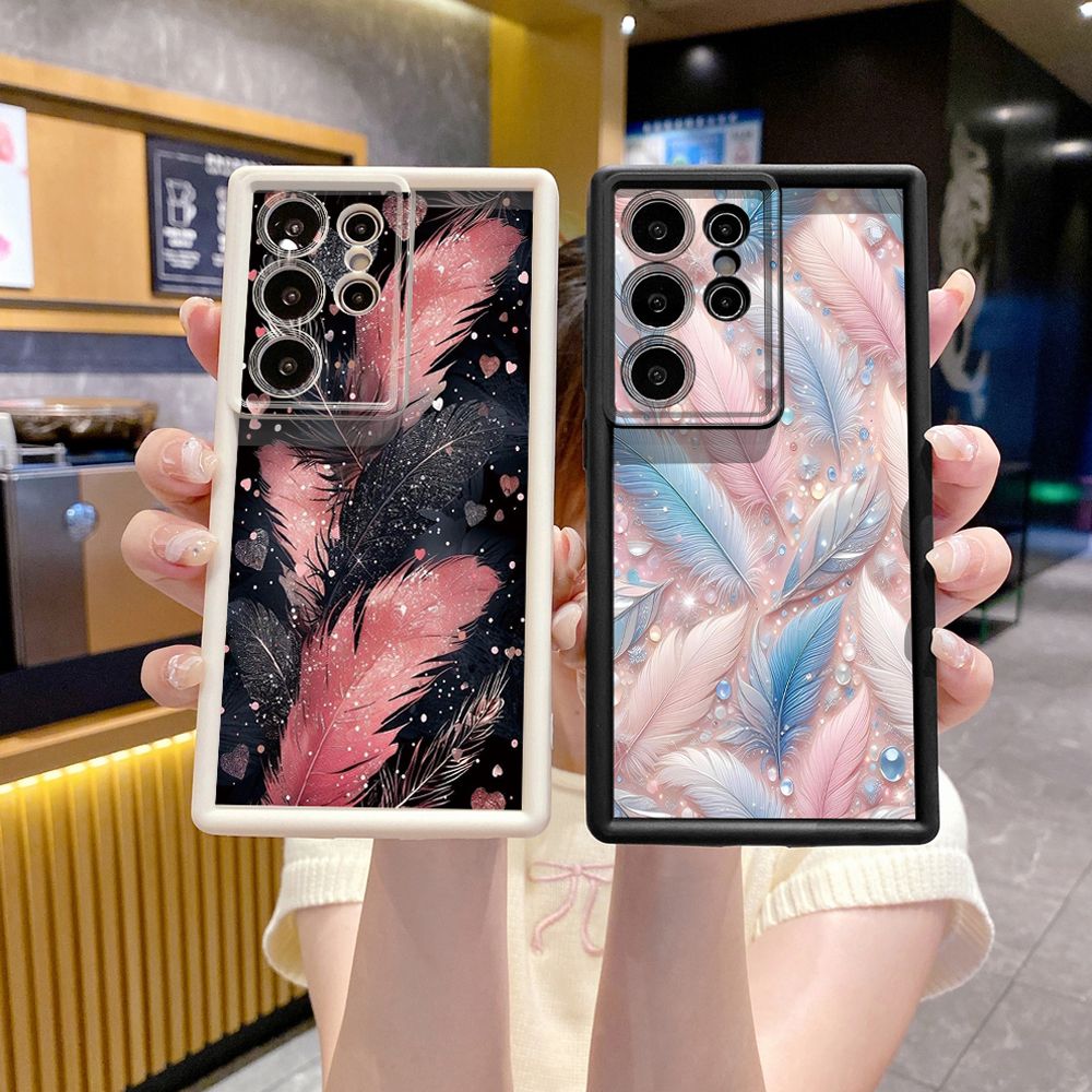 for Samsung Galaxy S24 S23 Ultra S22 Plus S21 FE S20 Luxury Beauty Leaves Full Protective Phone Case Anti Drop Cover