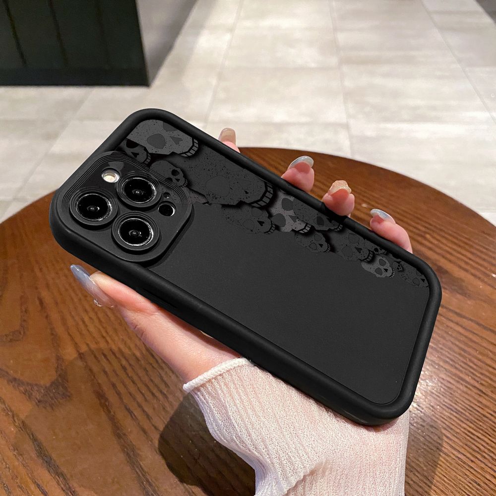 for iPhone 15 Pro Max 14 Plus 13 12 11 XR 8 7 SE 2022 XS Skull Flower Full Protective Phone Case Anti Drop Cover