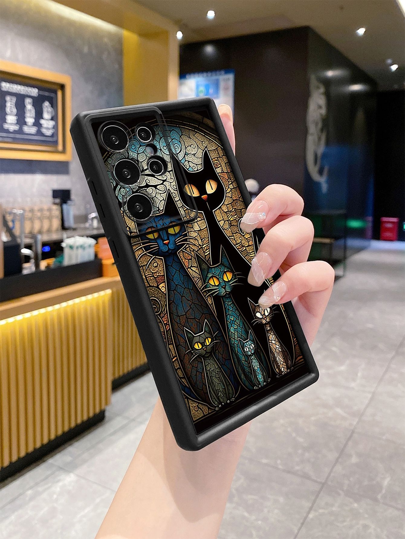 for Samsung Galaxy S24 S23 Ultra S22 Plus S21 FE S20 Black Cat Magic Girls Full Protective Phone Case Anti Drop Cover