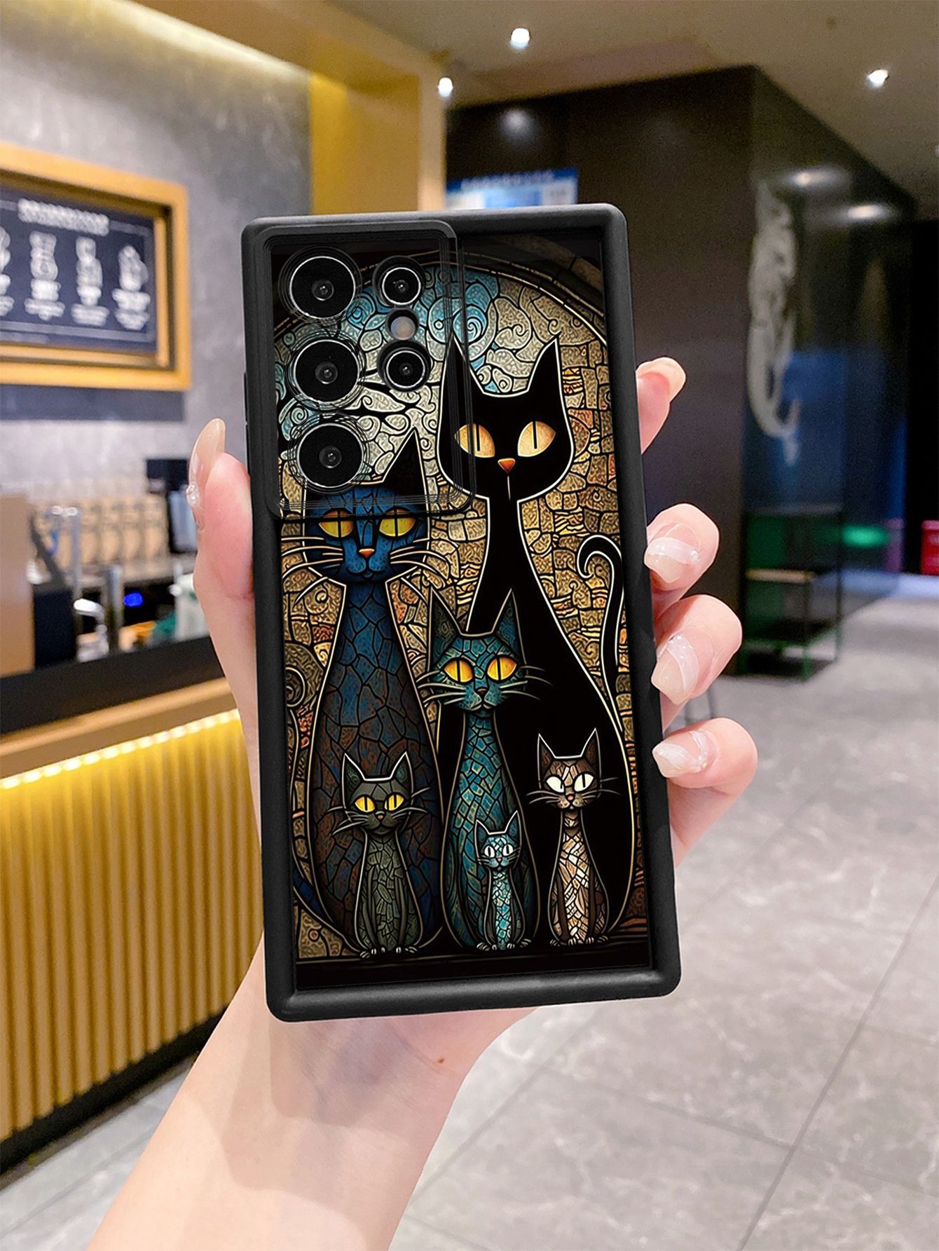 for Samsung Galaxy S24 S23 Ultra S22 Plus S21 FE S20 Black Cat Magic Girls Full Protective Phone Case Anti Drop Cover