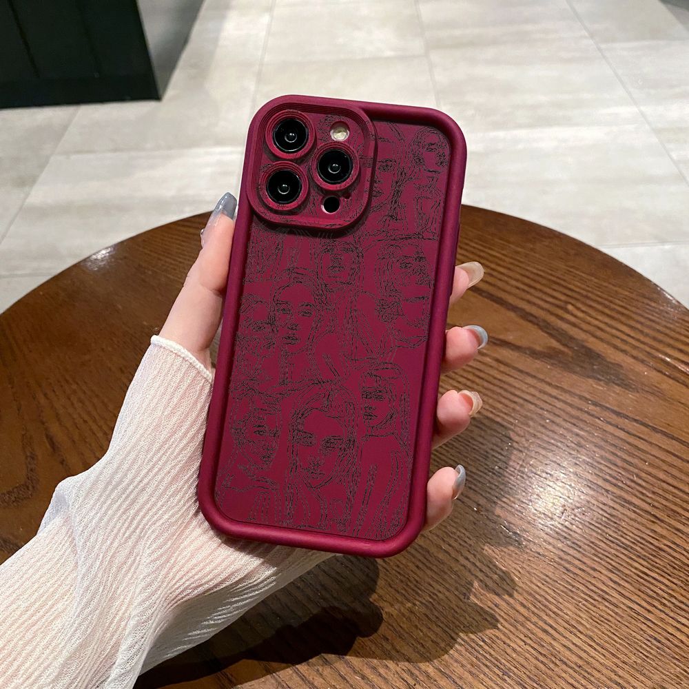 for iPhone 15 Pro Max 14 Plus 13 12 11 XR 8 7 SE 2022 XS Retro Face Full Protective Phone Case Anti Drop Cover