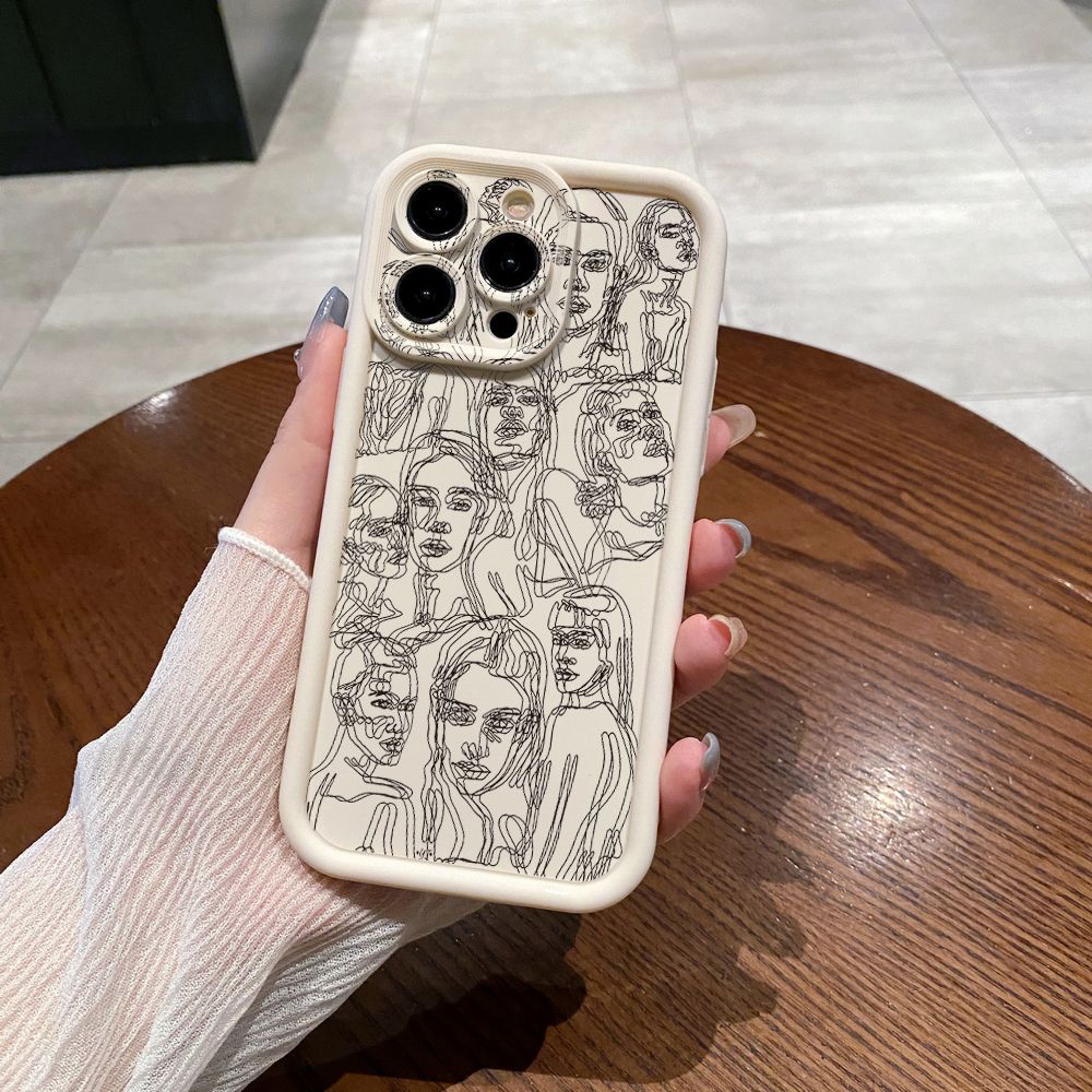 for iPhone 15 Pro Max 14 Plus 13 12 11 XR 8 7 SE 2022 XS Retro Face Full Protective Phone Case Anti Drop Cover