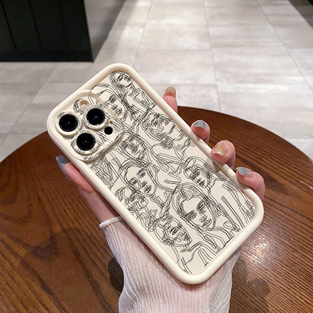 for iPhone 15 Pro Max 14 Plus 13 12 11 XR 8 7 SE 2022 XS Retro Face Full Protective Phone Case Anti Drop Cover