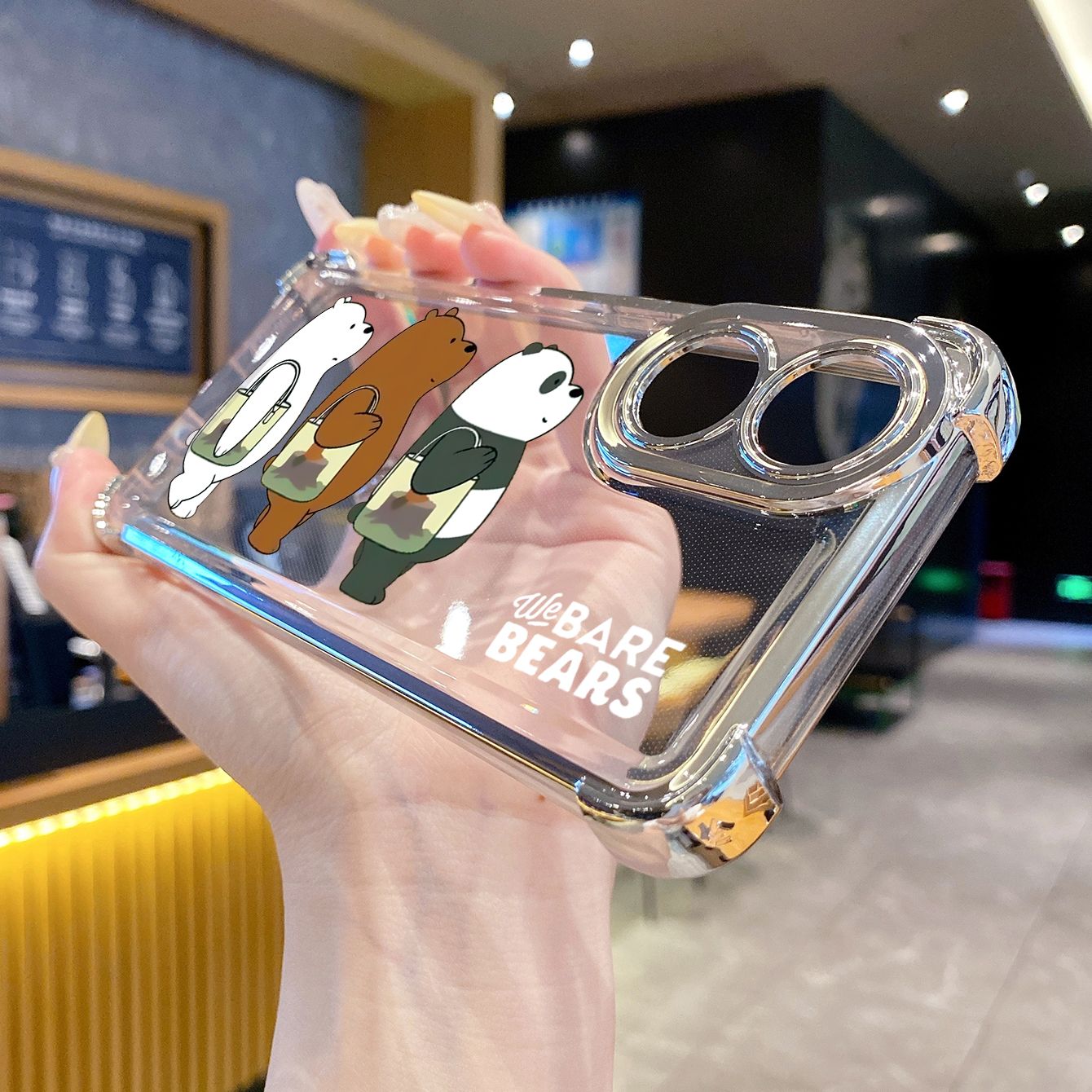 for OPPO A38 A5 Pro Realme C63 C51 C75 VIVO Plating Phone Case Shockproof Cover Handbag We Bare Bears