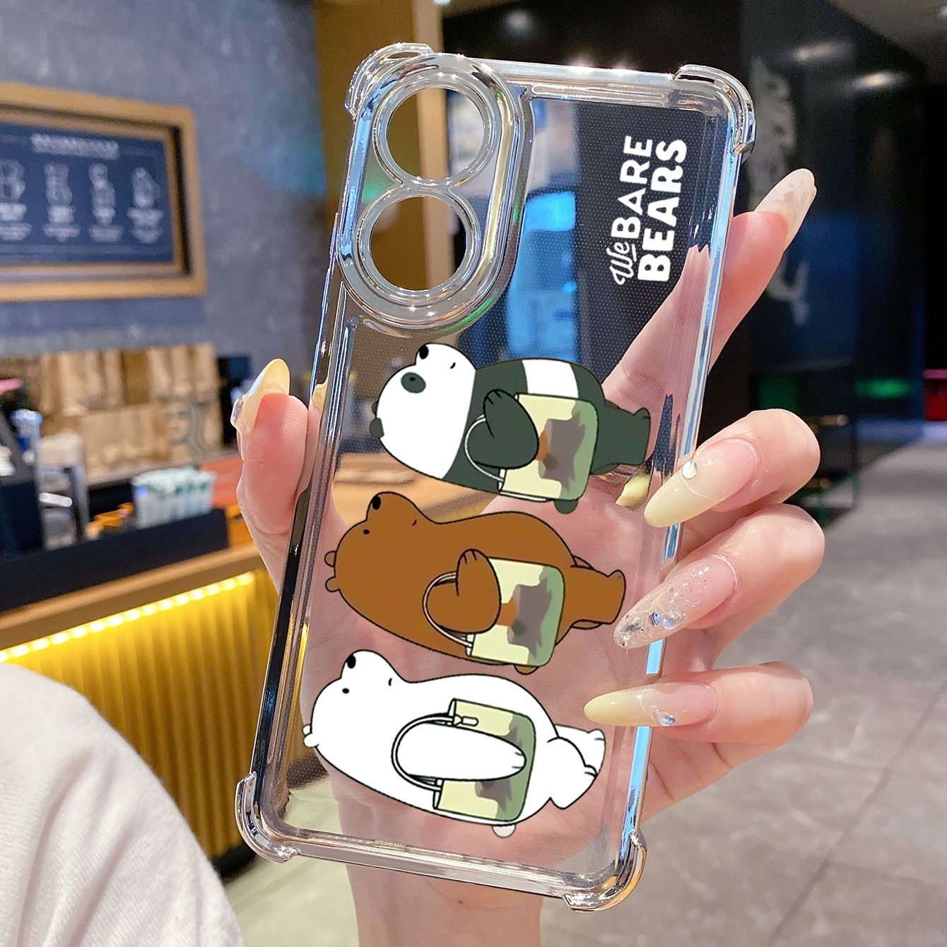 for OPPO A38 A5 Pro Realme C63 C51 C75 VIVO Plating Phone Case Shockproof Cover Handbag We Bare Bears