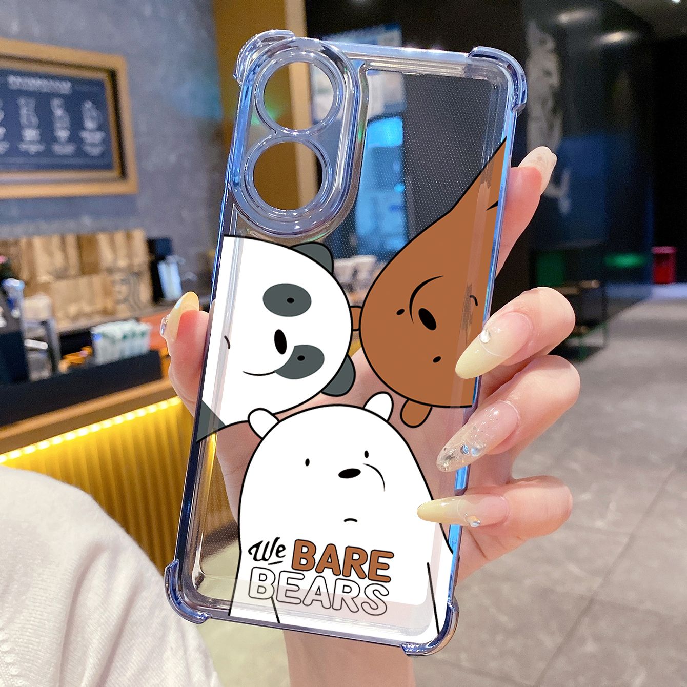 for OPPO A38 A5 Pro Realme C63 C51 C75 VIVO Plating Phone Case Shockproof Cover Handbag We Bare Bears