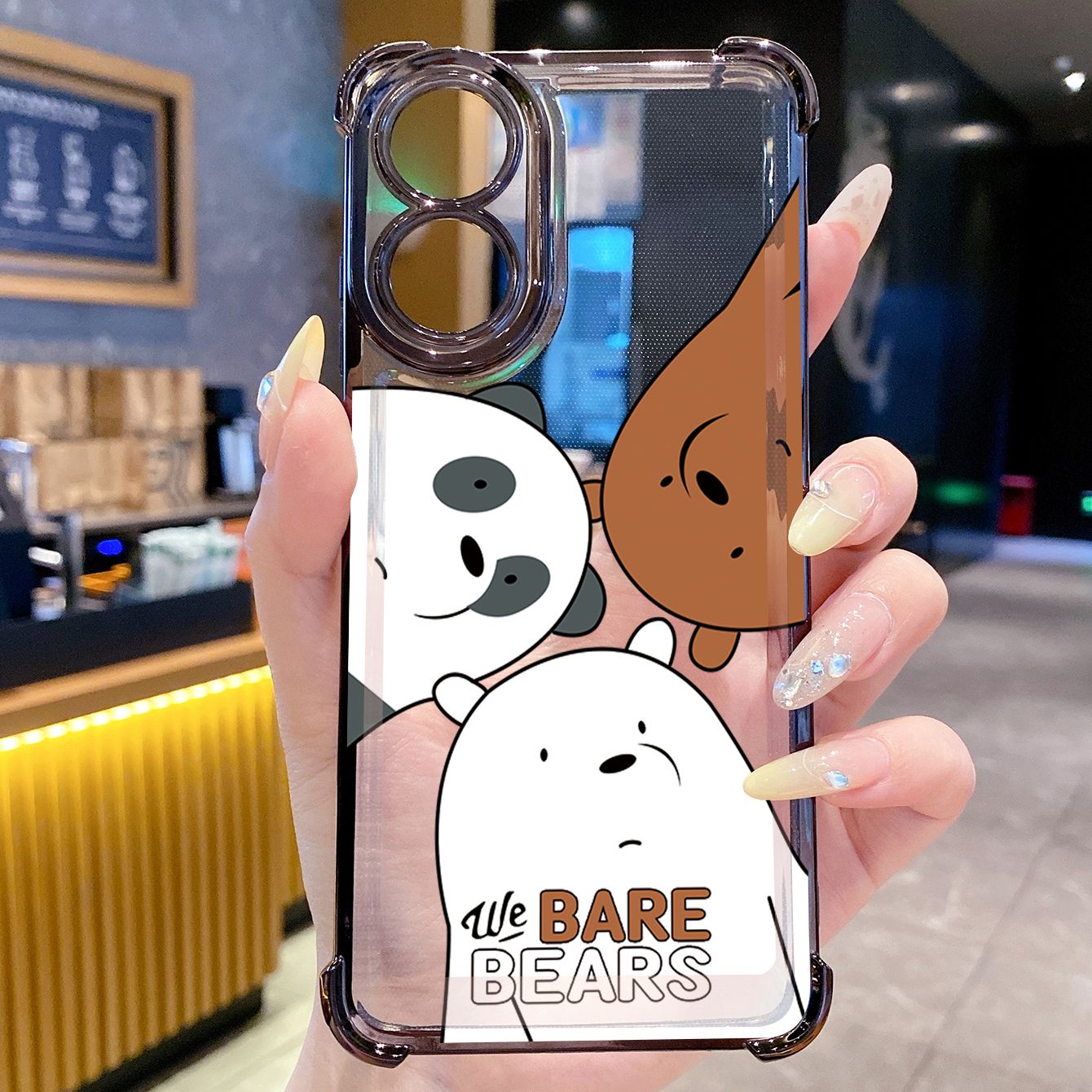 for OPPO A38 A5 Pro Realme C63 C51 C75 VIVO Plating Phone Case Shockproof Cover Handbag We Bare Bears