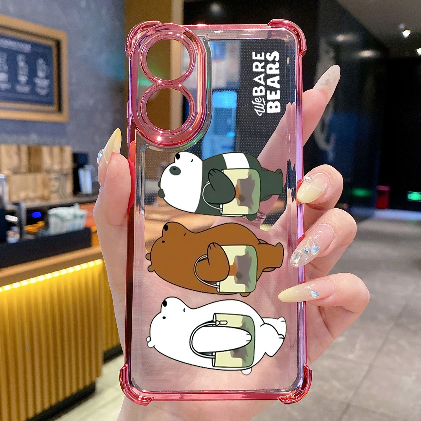 for OPPO A38 A5 Pro Realme C63 C51 C75 VIVO Plating Phone Case Shockproof Cover Handbag We Bare Bears