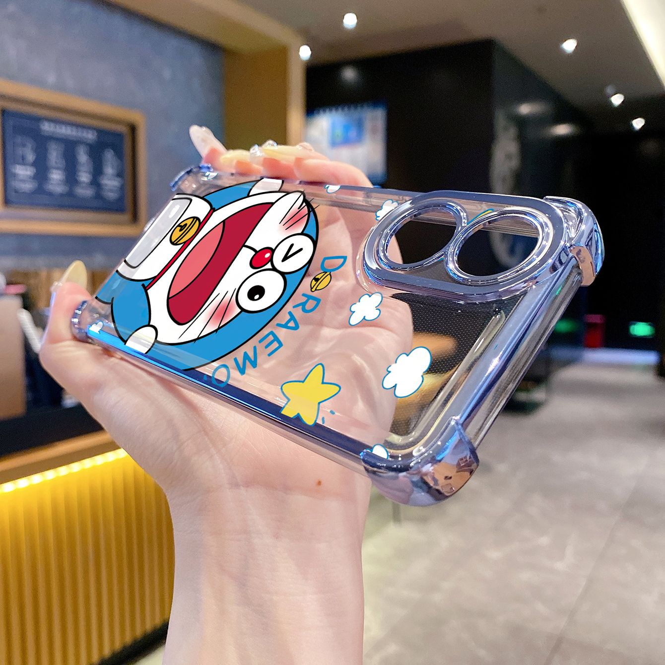 for OPPO A38 A5 Pro Realme C63 C51 C75 VIVO Plating Phone Case Shockproof Cover Doraemon