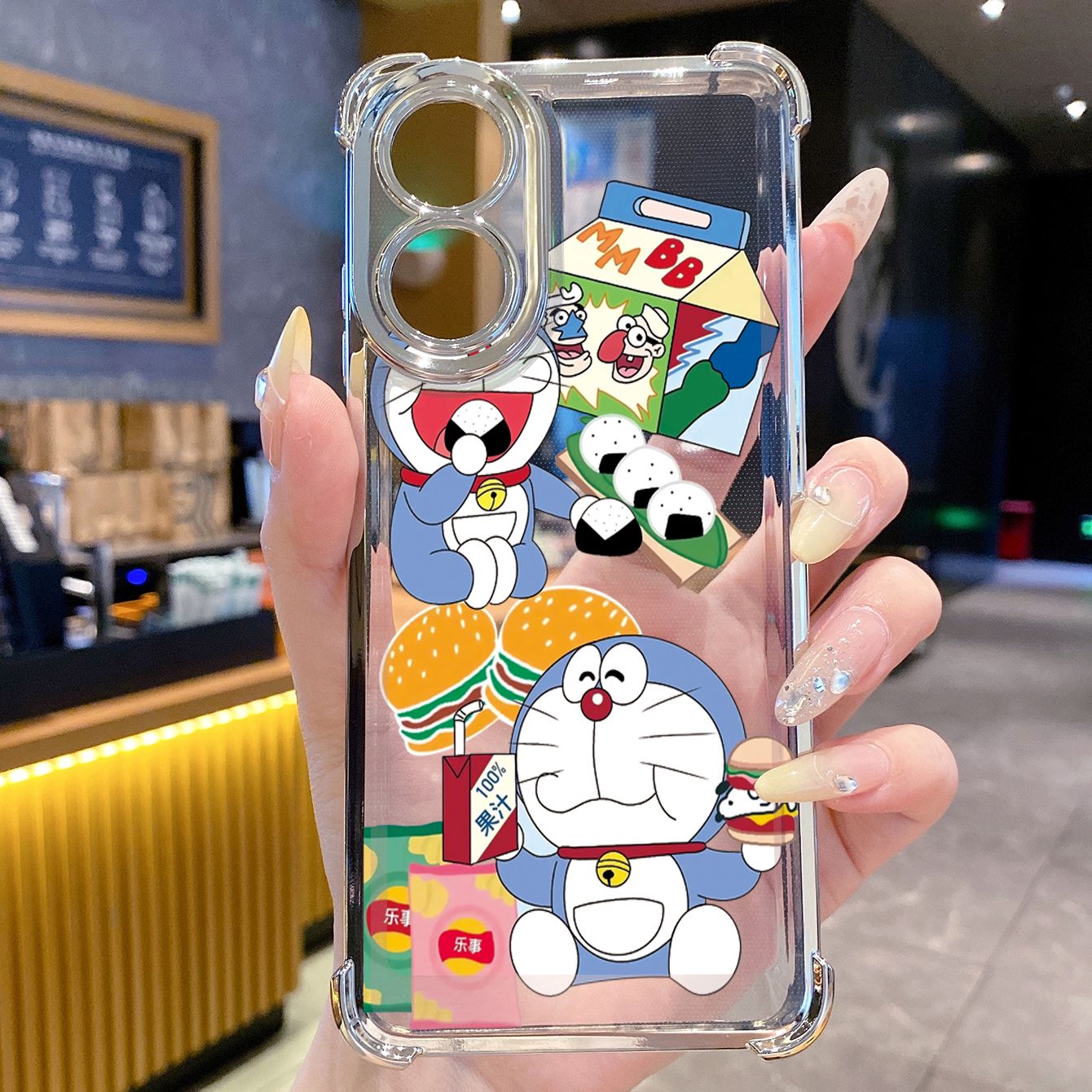 for OPPO A38 A5 Pro Realme C63 C51 C75 VIVO Plating Phone Case Shockproof Cover Doraemon