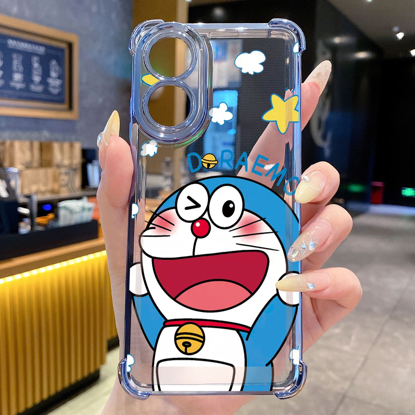 for OPPO A38 A5 Pro Realme C63 C51 C75 VIVO Plating Phone Case Shockproof Cover Doraemon
