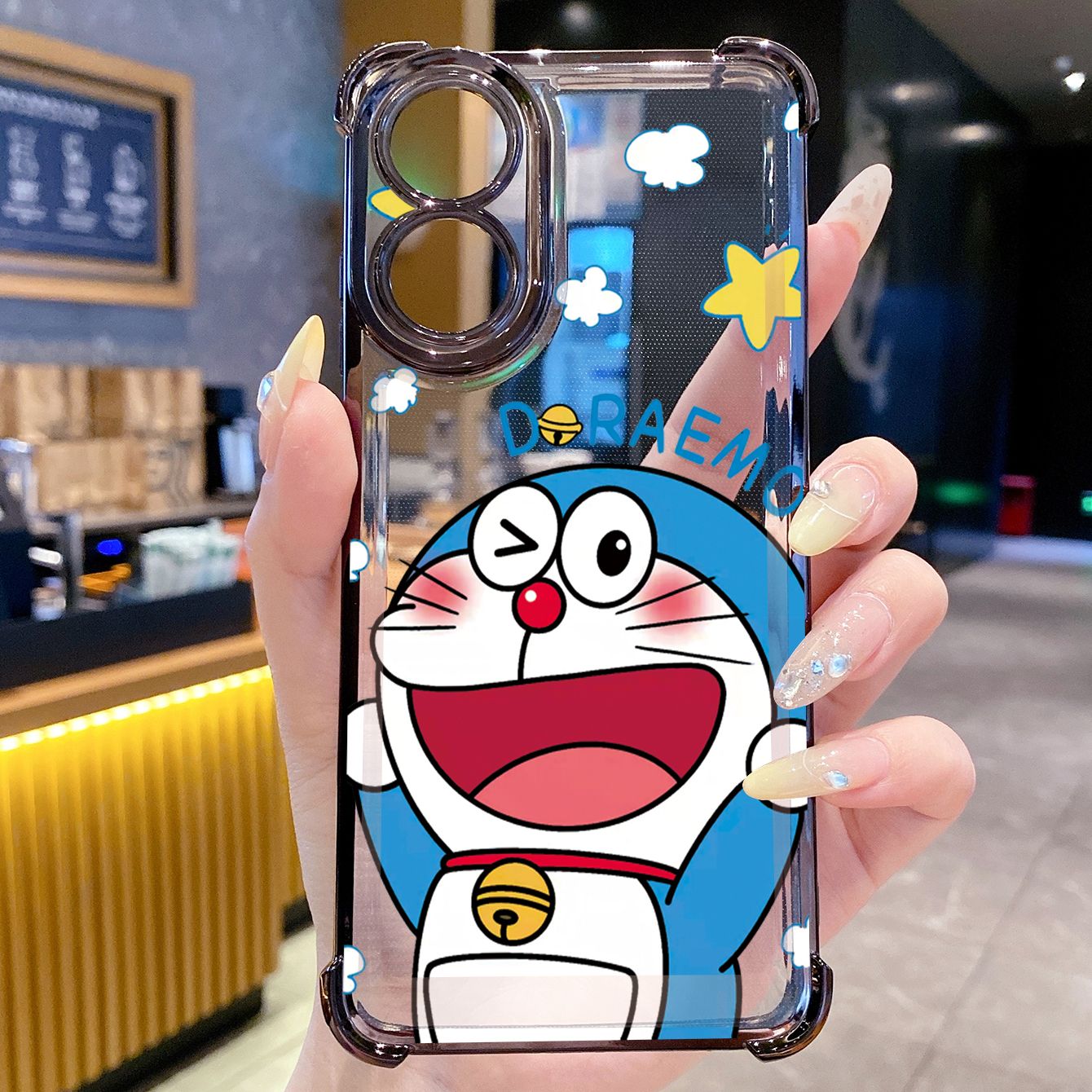 for OPPO A38 A5 Pro Realme C63 C51 C75 VIVO Plating Phone Case Shockproof Cover Doraemon