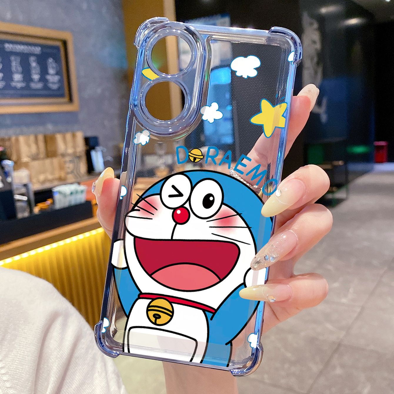 for OPPO A38 A5 Pro Realme C63 C51 C75 VIVO Plating Phone Case Shockproof Cover Doraemon