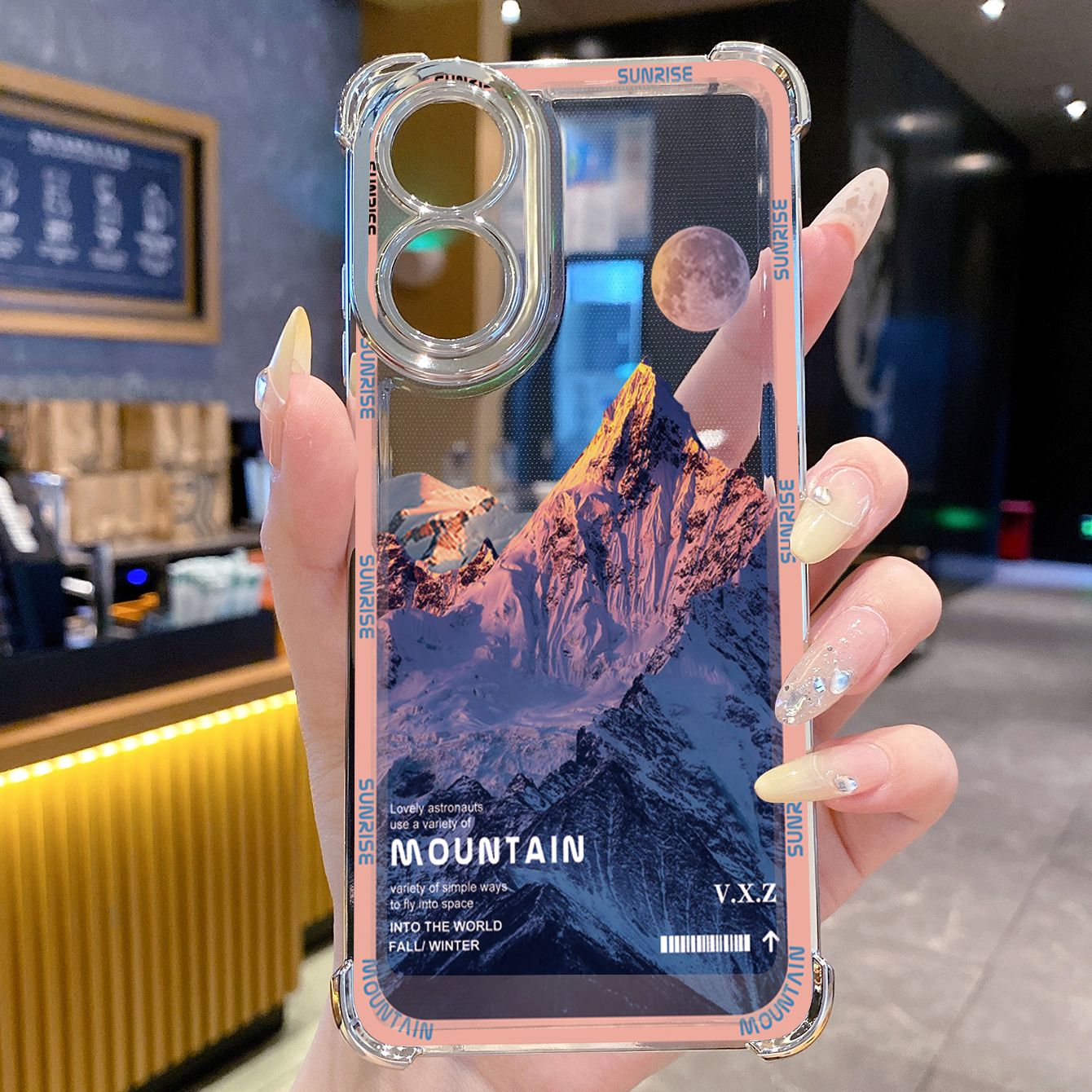 for OPPO A38 A5 Pro Realme C63 C51 C75 VIVO Plating Phone Case Shockproof Cover Mountain Senery