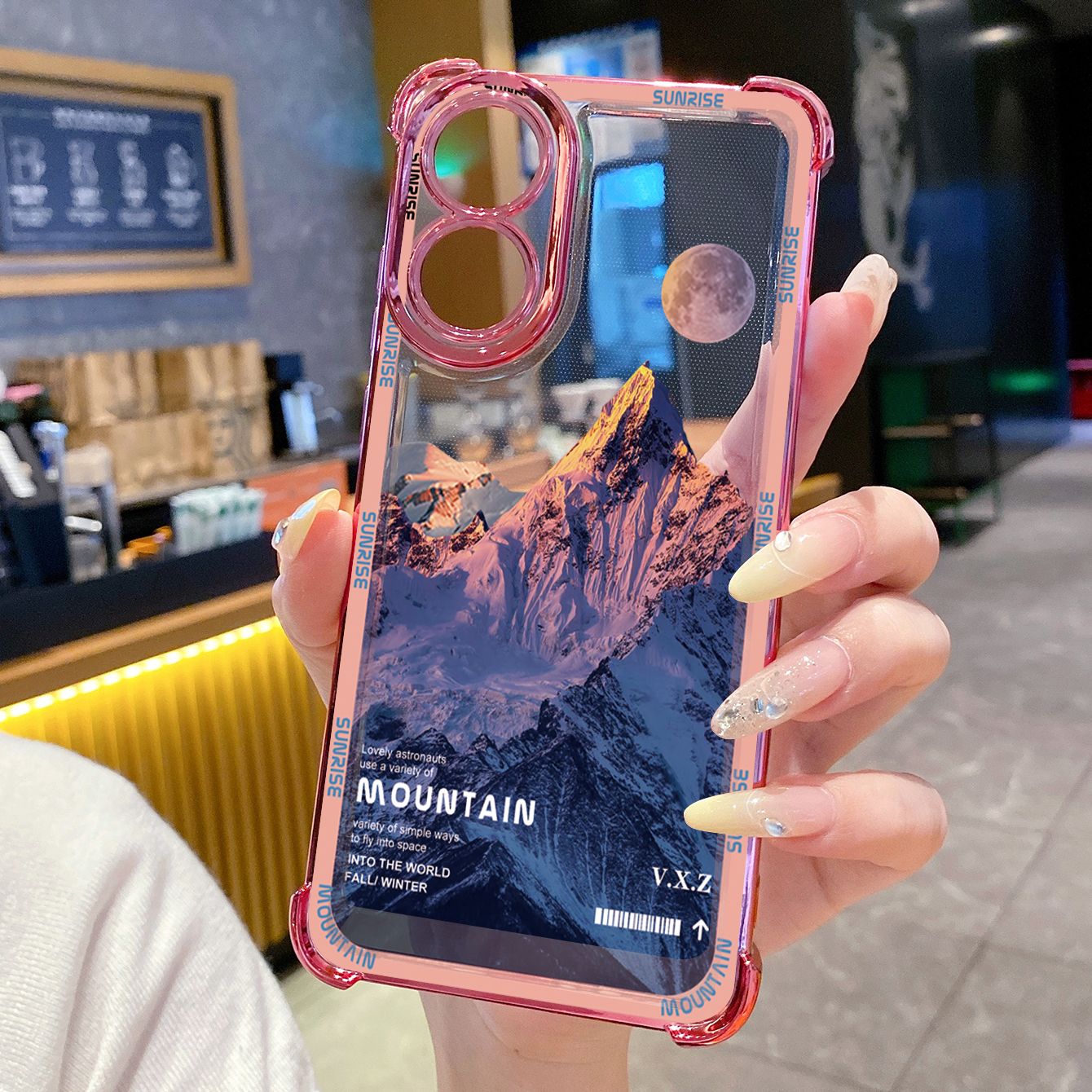 for OPPO A38 A5 Pro Realme C63 C51 C75 VIVO Plating Phone Case Shockproof Cover Mountain Senery