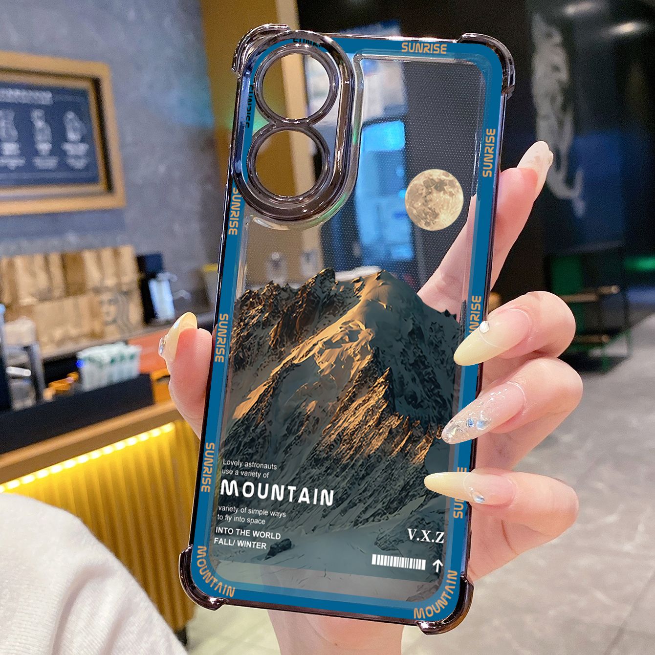 for OPPO A38 A5 Pro Realme C63 C51 C75 VIVO Plating Phone Case Shockproof Cover Mountain Senery