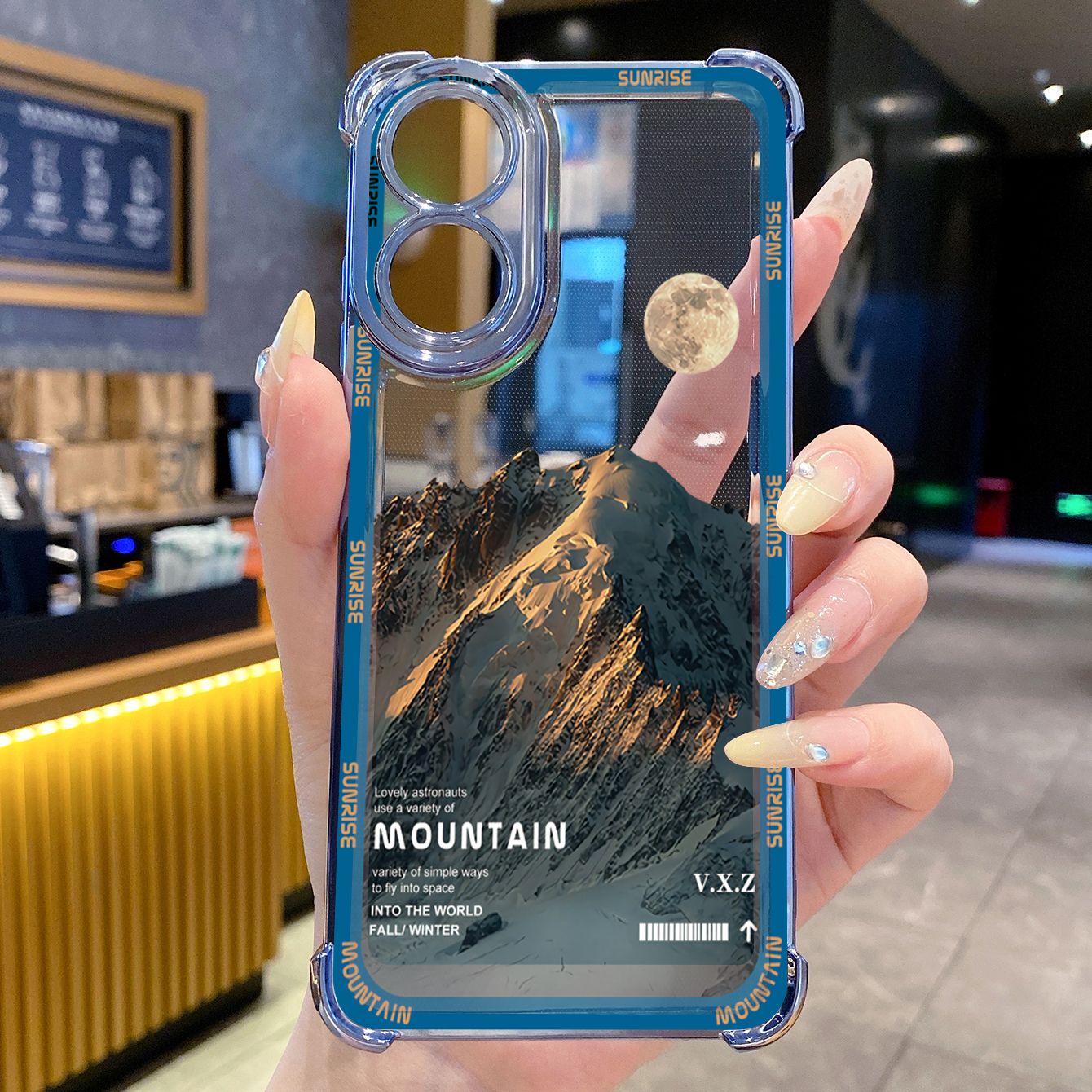 for OPPO A38 A5 Pro Realme C63 C51 C75 VIVO Plating Phone Case Shockproof Cover Mountain Senery