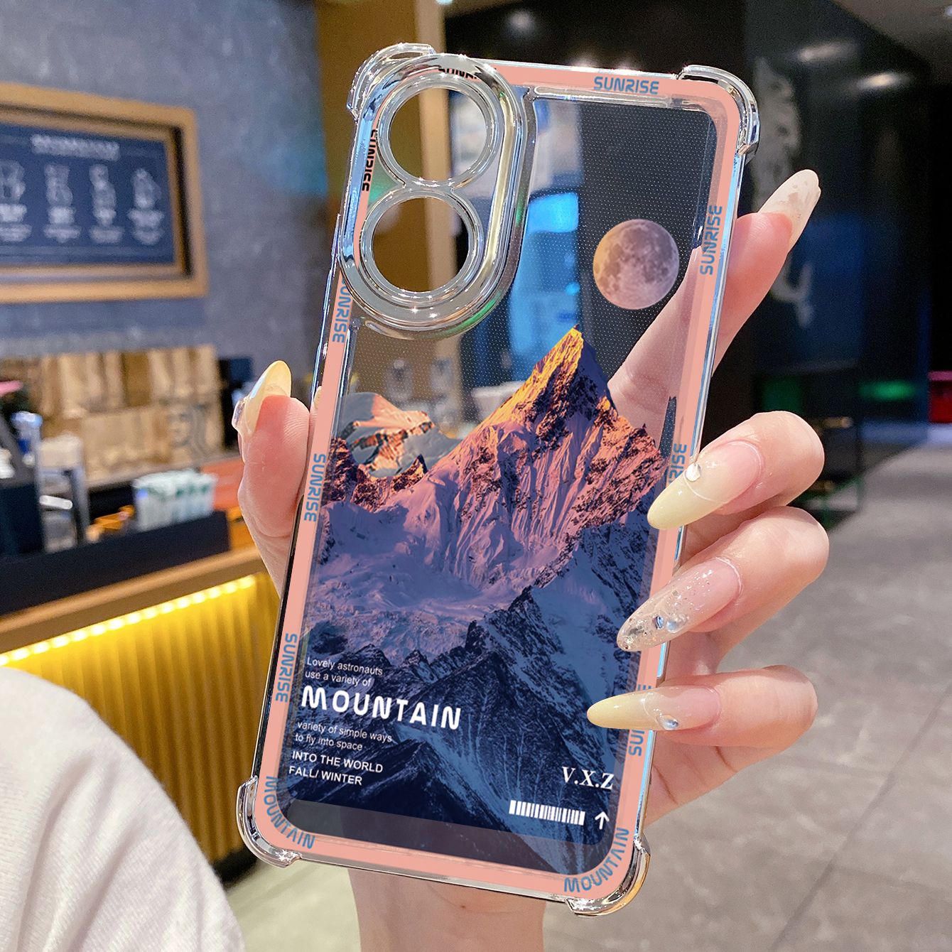 for OPPO A38 A5 Pro Realme C63 C51 C75 VIVO Plating Phone Case Shockproof Cover Mountain Senery