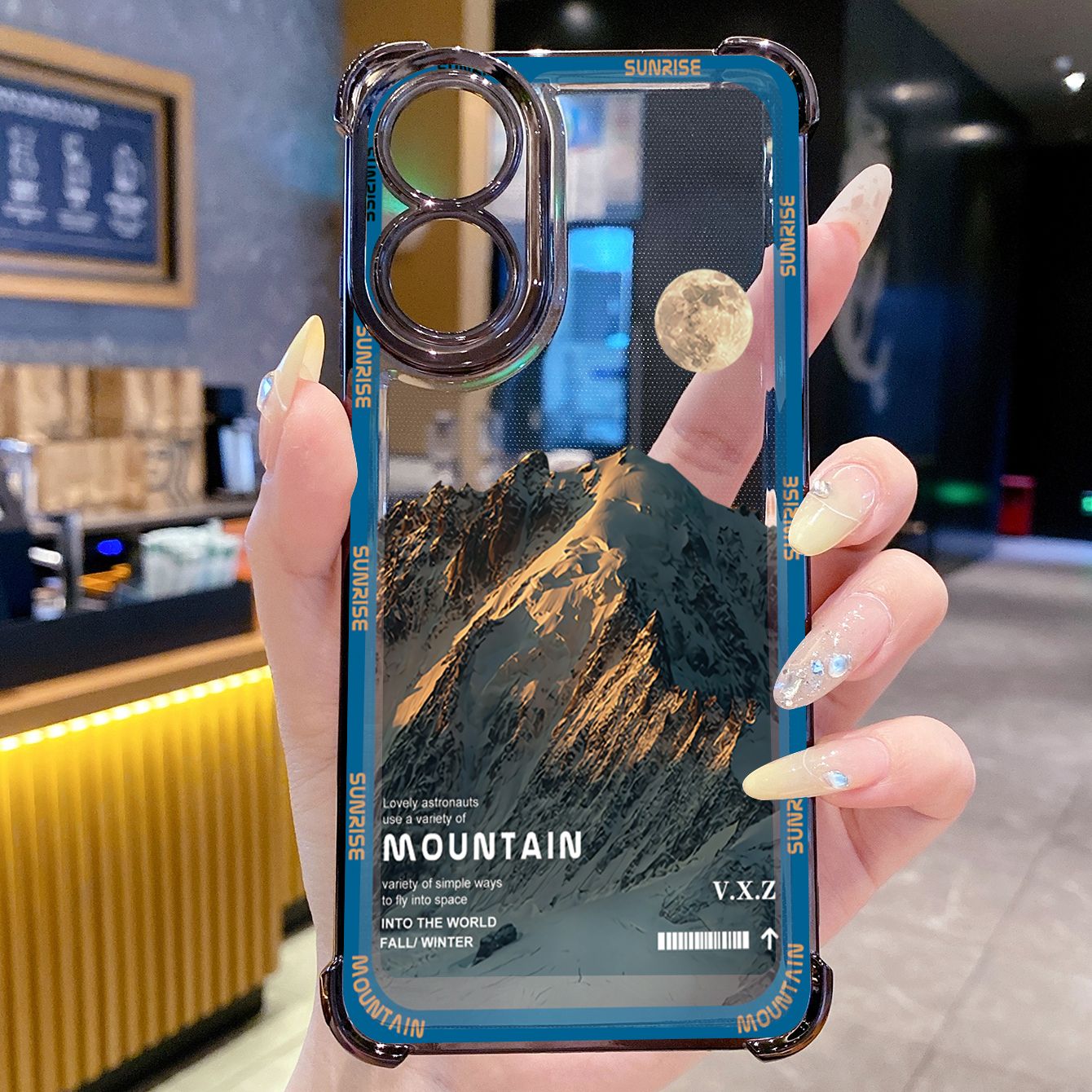 for OPPO A38 A5 Pro Realme C63 C51 C75 VIVO Plating Phone Case Shockproof Cover Mountain Senery