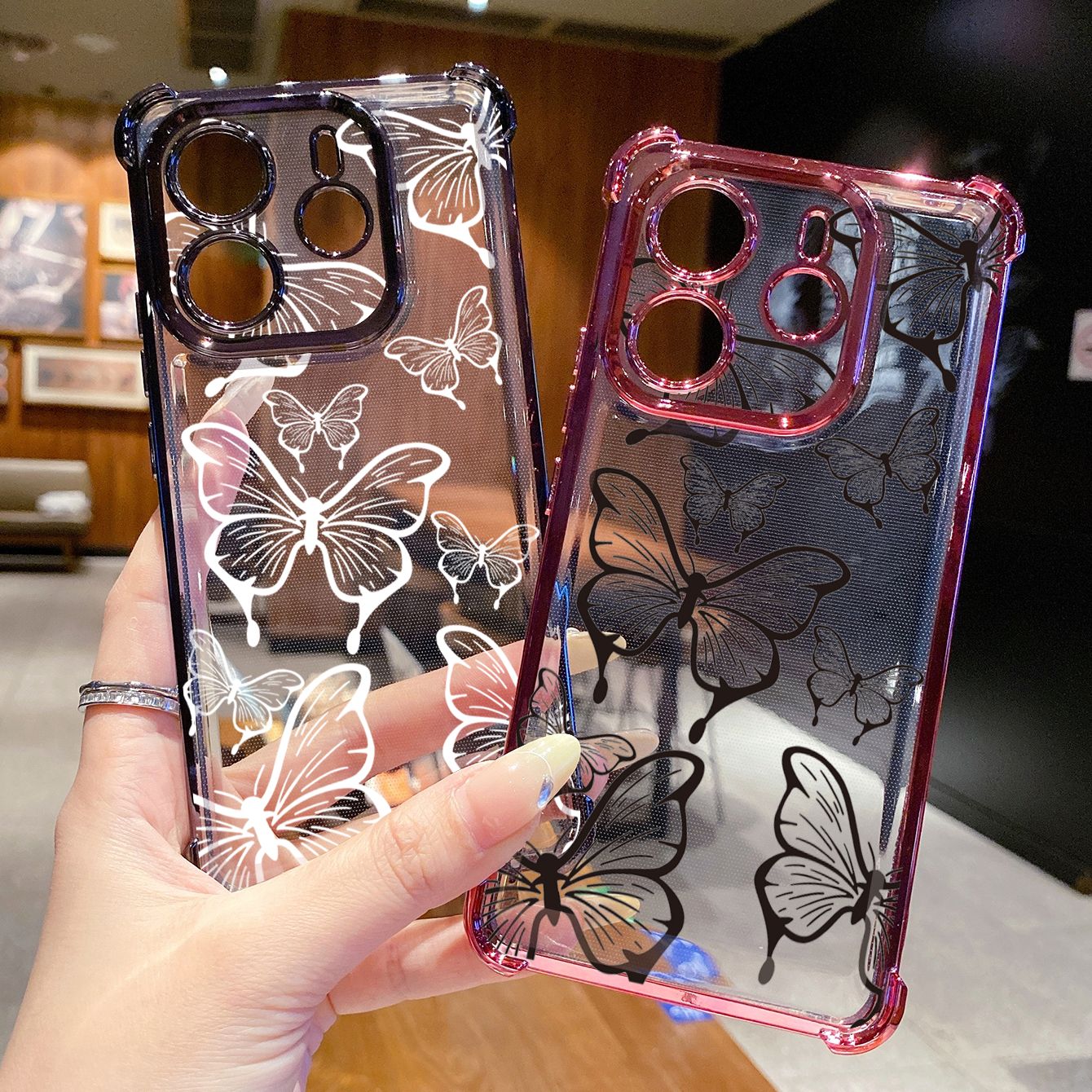 for Redmi Note 14 Pro 14C 13C POCO X7 Plating Phone Case Shockproof Cover Luxury Butterfly