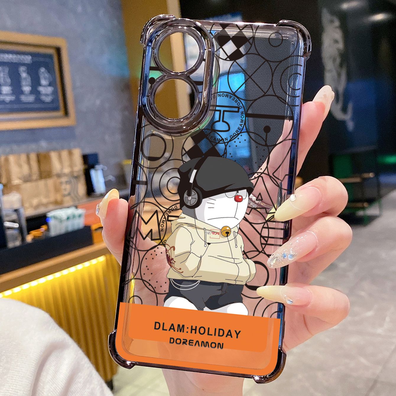 for OPPO A38 A5 Pro Realme C63 C51 C75 VIVO Plating Phone Case Shockproof Cover Music Magic Doraemon